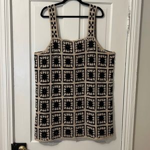 H&M Black and Cream Open Stitch Dress / Cover-Up